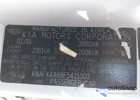 2015 Kia Forte Lx from USA, damaged, VIN KNAFX4A68F5415303